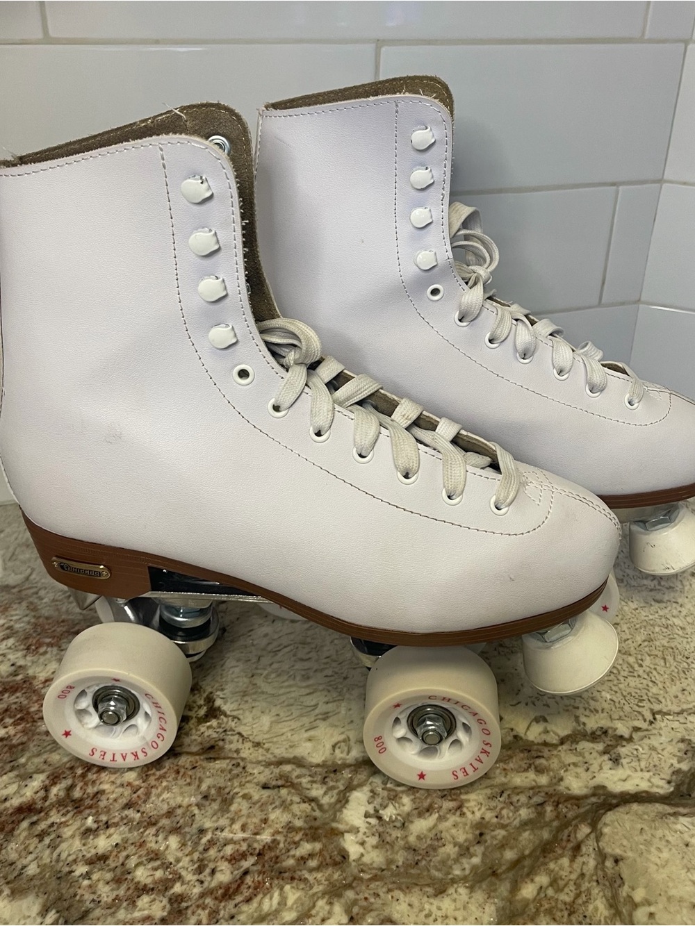 Classic White Leather Lined Rink Roller Skates